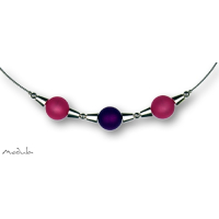 Collier -5111- pink-lila (3 Polarisperlen matt), L: 42 cm