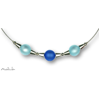 Collier -5111- hellblau-blau (3 Polarisperlen matt), L: 45 cm