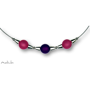 Collier -5111- pink-lila (3 Polarisperlen matt), L: 50 cm