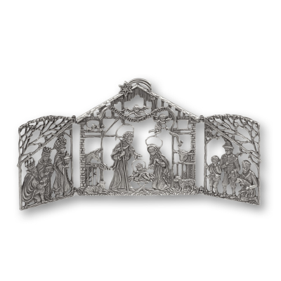 Foldable Pewter Picture Nativity with antique finish