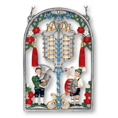 Pewter Picture Traditional Bavarian Scenery „Entry of Brass Band“