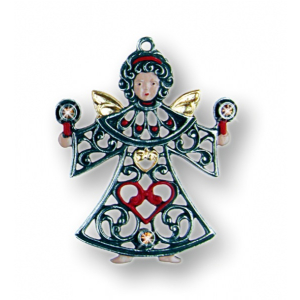 Pewter Ornament Angel with 6 Stones yellow