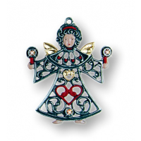 Pewter Ornament Angel with 6 Stones yellow