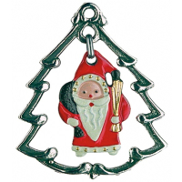 Pewter Ornament Town Picture small Christmas Tree with movable inner-part Santa Claus with Rod