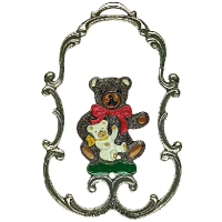 Pewter Ornament Bear with Kid in a Frame