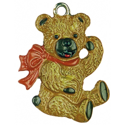 Pewter Ornament Little Bear with orange Bow