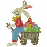 Pewter Ornament Easter Bunny with Handcart