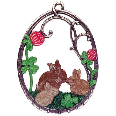 Pewter Ornament Rabbits