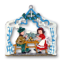 Pewter Ornament Beer Garden white/blue