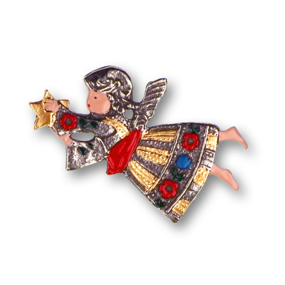 Pewter Ornament Dirndl Angel with Star