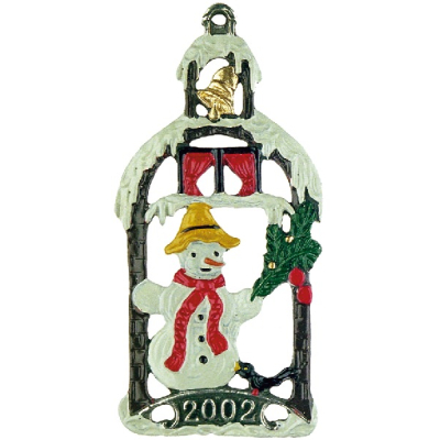 Pewter Ornament Christmas Motiv 2002 Snowman